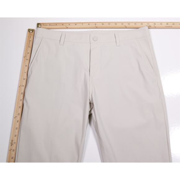 Rhone Commuter Slim Mens Stone Light Khaki Flat Front Performance Pants 33x33 - Picture 4 of 8